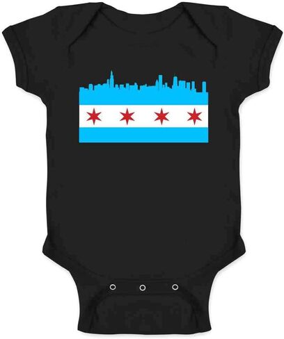 Pop Threads Chicago City Flag Skyline Retro Vintage Infant Baby Boy Girl Bodysuit in Saudi Arabia