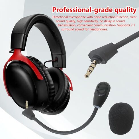 Microphone Compatible for Kingston HyperX Cloud II Wireless Gaming Headset, Detachable & Bendable Mic Boom with LED Mute Indicator Used on PC & for P-S5 P-S4 X-Box Series X/S, 3.5mm Plug in Saudi Arabia