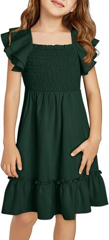 Girls Summer Dresses Tween Short Sleeve Formal Flower Girl Dress Teen Sundress Size 6-15 Years Old in Saudi Arabia