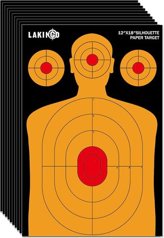 High-Visibility Shooting Targets 12x18 Inch, Silhouette Targets for Range - High-Contrast Black with Vivid Yellow & Orange for Clear Shot Placement (10/25/50/100 Packs) in Kuwait