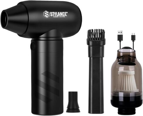 Mini Barber Blower, 110000 RPM 2-in-1 Aluminum Air Duster, Professional Hair Cleaning Tool for Barbers, Rechargeable Turbo Air Blower with Dust Filter, 2 Nozzles for Hair, Keyboard, PC in Saudi Arabia
