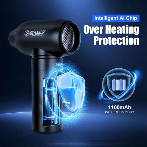 Mini Barber Blower, 110000 RPM 2-in-1 Aluminum Air Duster, Professional Hair Cleaning Tool for Barbers, Rechargeable Turbo Air Blower with Dust Filter, 2 Nozzles for Hair, Keyboard, PC in Saudi Arabia