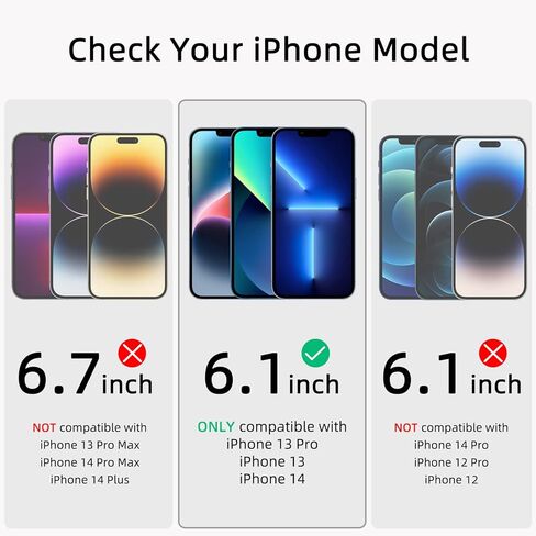 واقي شاشة للخصوصية من ruwa لهاتف iPhone 13/13 Pro/14/16e [3 عبوات] [6.1 بوصة] شاشة عرض فيلم من الزجاج المقسى مع إطار سهل التركيب، فائق الدقة، صلابة 9H، مقاوم للخدش، صديق للحافظة in Kuwait