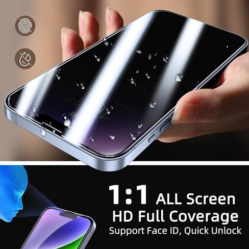واقي شاشة للخصوصية من ruwa لهاتف iPhone 13/13 Pro/14/16e [3 عبوات] [6.1 بوصة] شاشة عرض فيلم من الزجاج المقسى مع إطار سهل التركيب، فائق الدقة، صلابة 9H، مقاوم للخدش، صديق للحافظة in Kuwait