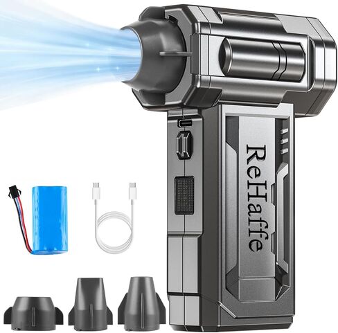 Compressed Air Duster - 130000RPM Mini Cordless Electric Duster with 2 Rechargeable Batteries, 4-Speed Adjustable with LED Light & 3 Nozzles Air Dust Blower for Computer Keyboard/Car/Home/Outdoor in Kuwait