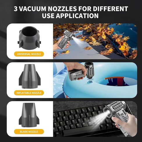Compressed Air Duster - 130000RPM Mini Cordless Electric Duster with 2 Rechargeable Batteries, 4-Speed Adjustable with LED Light & 3 Nozzles Air Dust Blower for Computer Keyboard/Car/Home/Outdoor in Kuwait