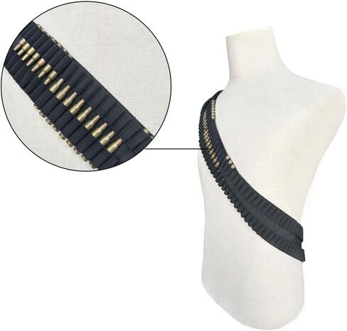 Tactical 63"x3" 100 Rounds Rifle Pistol Shotgun Bullet Cartridge Ammo Belt Bandoleer Shell Holder Hunting Shooting for .308 .300 30-06 7.62x54R .45-70 .44 .45 .460 in Saudi Arabia