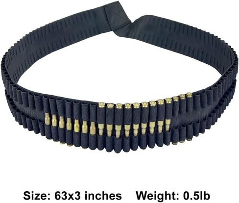 Tactical 63"x3" 100 Rounds Rifle Pistol Shotgun Bullet Cartridge Ammo Belt Bandoleer Shell Holder Hunting Shooting for .308 .300 30-06 7.62x54R .45-70 .44 .45 .460 in Saudi Arabia