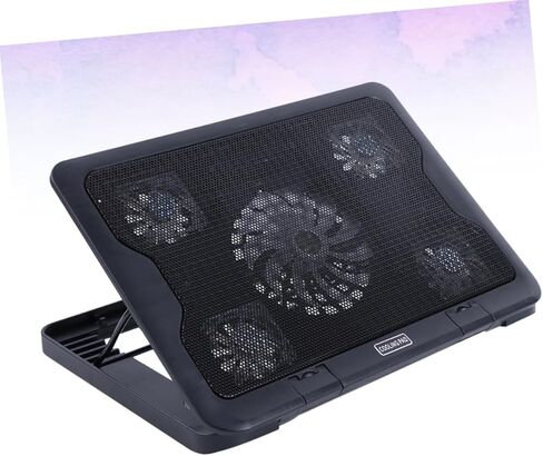 TEHAUX USB Laptop Cooling Stand 5 Fans Cooler Base with Anti-Skid Heatsink, Multi-Angle Adjustable Bracket for Gaming and Office Use, Black in Saudi Arabia