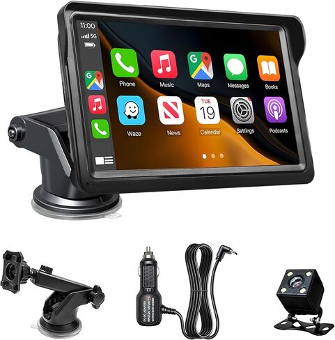 7" Wireless Carplay Screen for Car, for Apple CarPlay & Android Auto, Touch Screen Wireless Car Play Mirror Link with Backup Camera, GPS, Voice Control Carplay Car Stereo in Saudi Arabia