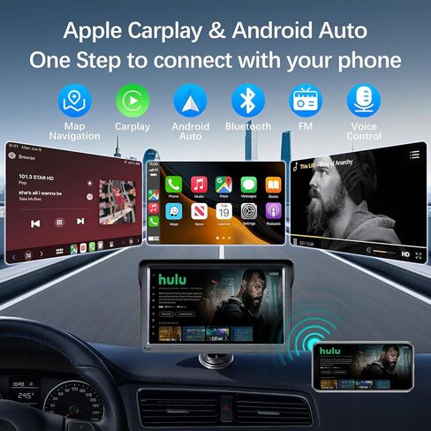 7" Wireless Carplay Screen for Car, for Apple CarPlay & Android Auto, Touch Screen Wireless Car Play Mirror Link with Backup Camera, GPS, Voice Control Carplay Car Stereo in Saudi Arabia