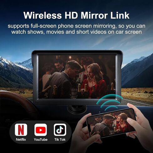 7" Wireless Carplay Screen for Car, for Apple CarPlay & Android Auto, Touch Screen Wireless Car Play Mirror Link with Backup Camera, GPS, Voice Control Carplay Car Stereo in Saudi Arabia