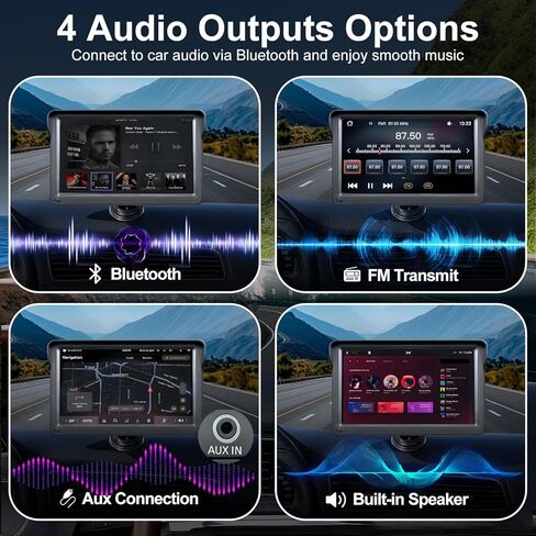 7" Wireless Carplay Screen for Car, for Apple CarPlay & Android Auto, Touch Screen Wireless Car Play Mirror Link with Backup Camera, GPS, Voice Control Carplay Car Stereo in Saudi Arabia