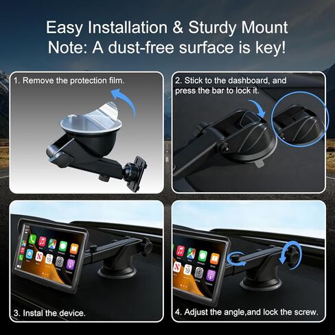 7" Wireless Carplay Screen for Car, for Apple CarPlay & Android Auto, Touch Screen Wireless Car Play Mirror Link with Backup Camera, GPS, Voice Control Carplay Car Stereo in Saudi Arabia