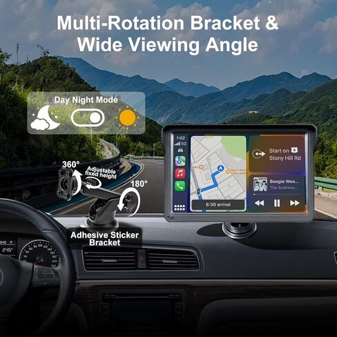 7" Wireless Carplay Screen for Car, for Apple CarPlay & Android Auto, Touch Screen Wireless Car Play Mirror Link with Backup Camera, GPS, Voice Control Carplay Car Stereo in Saudi Arabia