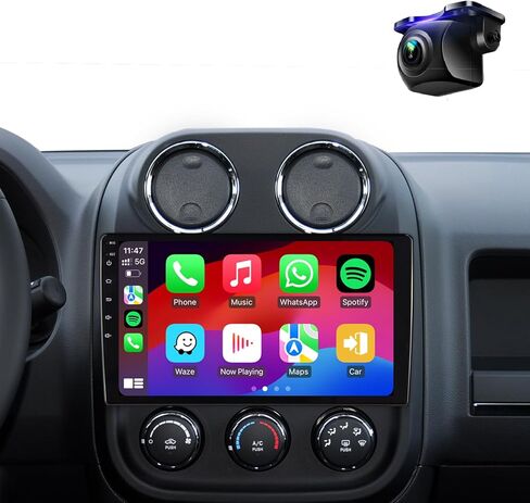 10.2 Inchs Car Stereo Radio Upgrade for Jeep Compass Patriot 2010 2011 2012 2013 2014 2015 2016 with Wireless CarPlay/Android Auto/SWC/Touch Screen/Android12/GPS Navigation/HD Backup Camera in Saudi Arabia