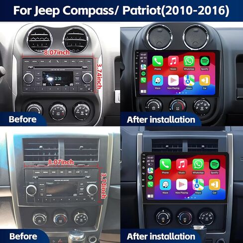 10.2 Inchs Car Stereo Radio Upgrade for Jeep Compass Patriot 2010 2011 2012 2013 2014 2015 2016 with Wireless CarPlay/Android Auto/SWC/Touch Screen/Android12/GPS Navigation/HD Backup Camera in Saudi Arabia