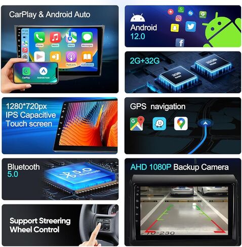 10.2 Inchs Car Stereo Radio Upgrade for Jeep Compass Patriot 2010 2011 2012 2013 2014 2015 2016 with Wireless CarPlay/Android Auto/SWC/Touch Screen/Android12/GPS Navigation/HD Backup Camera in Saudi Arabia