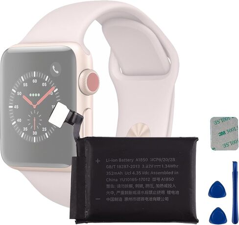 بطارية A1850 3.82V 350mAh، متوافقة مع Apple Watch Series 3 42mm GPS + الإصدار الخلوي، تأتي مع أداة تركيب البطارية in Kuwait