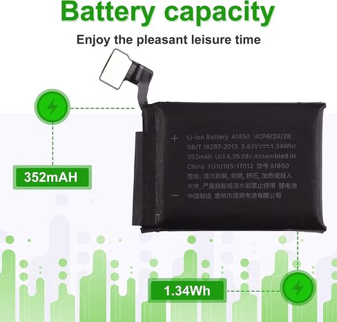بطارية A1850 3.82V 350mAh، متوافقة مع Apple Watch Series 3 42mm GPS + الإصدار الخلوي، تأتي مع أداة تركيب البطارية in Kuwait