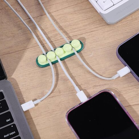 6 Pcs Pea Cable Clips Cord USB Holder Organizer Wire Management Cute Self-Adhesive Desk Cord Organizer Clip for Car Office Desk Workbench Bedroom Nightstand Bedside in Saudi Arabia