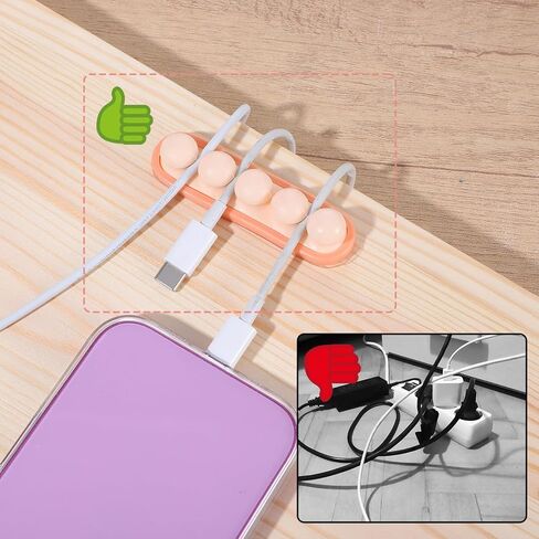 6 Pcs Pea Cable Clips Cord USB Holder Organizer Wire Management Cute Self-Adhesive Desk Cord Organizer Clip for Car Office Desk Workbench Bedroom Nightstand Bedside in Saudi Arabia