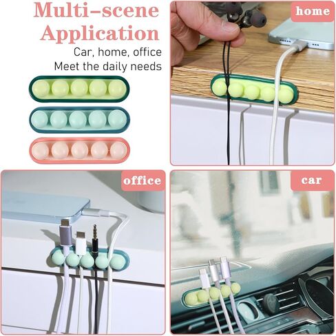6 Pcs Pea Cable Clips Cord USB Holder Organizer Wire Management Cute Self-Adhesive Desk Cord Organizer Clip for Car Office Desk Workbench Bedroom Nightstand Bedside in Saudi Arabia