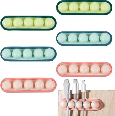 6 Pcs Pea Cable Clips Cord USB Holder Organizer Wire Management Cute Self-Adhesive Desk Cord Organizer Clip for Car Office Desk Workbench Bedroom Nightstand Bedside in Saudi Arabia