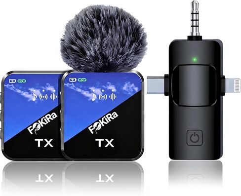 3 in 1 Mini Wireless Lavalier Microphone for Interview/Vlogging/Streaming/Podcasting and More. Built-in Enhanced Intelligent Noise-Canceling Technology. in Saudi Arabia
