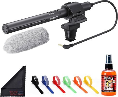 Sony ECM-CG50 Pro Microphone Bundle | Supercardioid Condenser with Low-Cut Filter, Low Handling Noise & Camera-Mount | for Video Recording & Vlogging (ECM-CG50BP) + Cable Ties + Mic Cleaner + More in Saudi Arabia