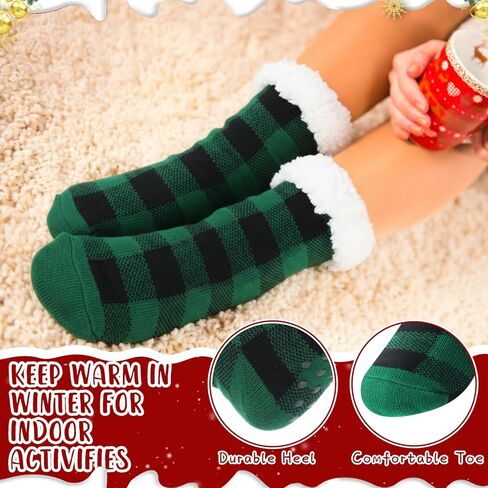 12 Pairs Christmas Fuzzy Slipper Socks Anti Slip Cozy Fluffy Socks for Women Winter Christmas Gifts in Saudi Arabia