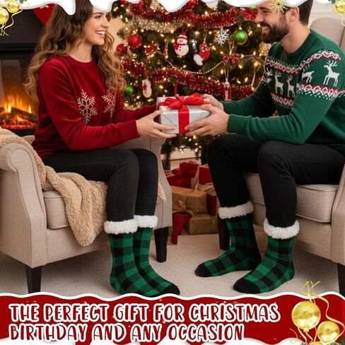 12 Pairs Christmas Fuzzy Slipper Socks Anti Slip Cozy Fluffy Socks for Women Winter Christmas Gifts in Saudi Arabia