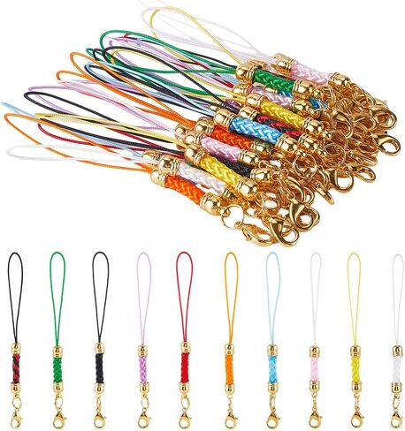 SUNNYCLUE 1 صندوق 30 قطعة 10 ألوان للهاتف الحبل جراد البحر المشبك أحزمة الهاتف سحر المحمول البوليستر اسهم Lariat سحر سلسلة الحبل سلاسل مع مشبك مخلب جراد البحر الذهبي لسلسلة مفاتيح الهاتف الخليوي in Kuwait