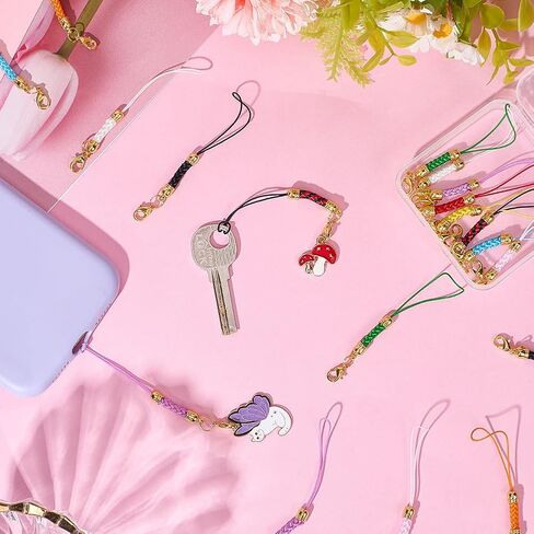 SUNNYCLUE 1 صندوق 30 قطعة 10 ألوان للهاتف الحبل جراد البحر المشبك أحزمة الهاتف سحر المحمول البوليستر اسهم Lariat سحر سلسلة الحبل سلاسل مع مشبك مخلب جراد البحر الذهبي لسلسلة مفاتيح الهاتف الخليوي in Kuwait