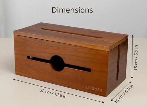 Wooden Cable Management Box for Power Strips, Desk Cord Organizer for Home Office & TV Stand, Hidden Cable Storage with Phone Stand in Saudi Arabia