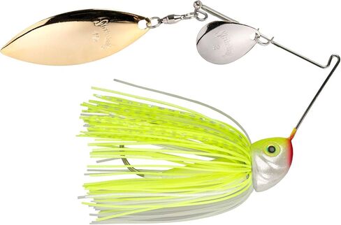 Strike King (TGHCSB12CW-203) Tour Grade Heavy Cover Spinnerbait Fishing Lure, 1/2-Ounce, Size 5/0 Gamakatsu Siwash Hook, Colorado/Willow Blades, Contoured Head, Hand-Tied Skirt, Chartreuse White in Saudi Arabia