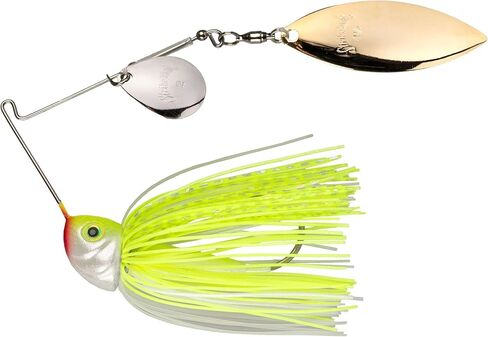 Strike King (TGHCSB12CW-203) Tour Grade Heavy Cover Spinnerbait Fishing Lure, 1/2-Ounce, Size 5/0 Gamakatsu Siwash Hook, Colorado/Willow Blades, Contoured Head, Hand-Tied Skirt, Chartreuse White in Saudi Arabia