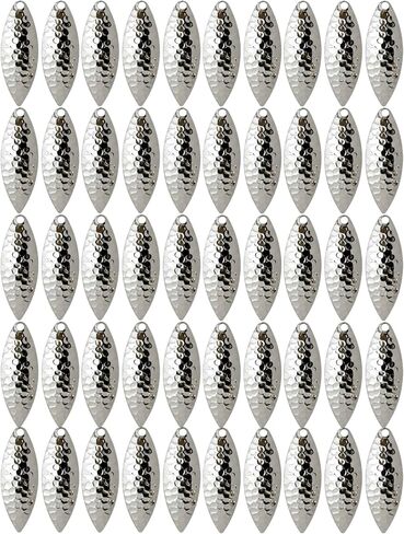 Hammered Willow Spinnerbait Blades Kit 50pcs, Made in USA, DIY Lure Making Set for Spinner baits and Jigs Sizes #0-#4.5 Hammered Nickel Finish in Saudi Arabia