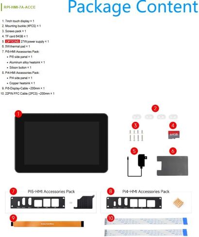 7inch 720×1280 Industrial HMI All-in-one Touch Display for Raspberry Pi 5(Not Inluded), Supports Dual 4K HDMI Output, 10-Point Touch, Optical Bonding, Aluminum Alloy Case @XYGStudy (RPI-HMI-7A-ACCE) in Saudi Arabia