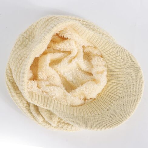 Beret Hat for Women - Womens Winter Hats Warm Thermal Knitted Visor Beanies Hats Fleece Lined Slouchy Beanie Cap with Brim in Saudi Arabia