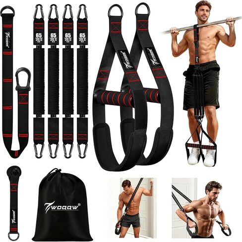 Pull Up Assistance Bands, Heavy Duty Resistance Bands with Handles, Exercise Band with Door Anchor, Adjustable Workout Band Set for Pull Up Bar, Full Body Strength&Muscle Training, Recovery, Home Gym in Saudi Arabia