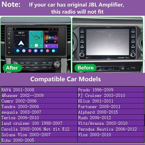7-inch Touchscreen Car Radio Stereo with Wireless Carplay& Android Auto, Designed for for Toyota Camry 1996-2002, Android 13 System, 4GB + 64GB in Saudi Arabia