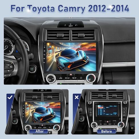 [4 Core 64G] راديو السيارة Volxcereo لسيارة Toyota Camry 2012 2013 2014، ستيريو بشاشة لمس Android 10.1 بوصة مع Carplay/Android Auto، خرائط GPS عبر الإنترنت، WiFi، Bluetooth، SWC، FM/RDS in Kuwait