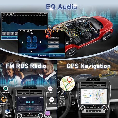 [4 Core 64G] راديو السيارة Volxcereo لسيارة Toyota Camry 2012 2013 2014، ستيريو بشاشة لمس Android 10.1 بوصة مع Carplay/Android Auto، خرائط GPS عبر الإنترنت، WiFi، Bluetooth، SWC، FM/RDS in Kuwait