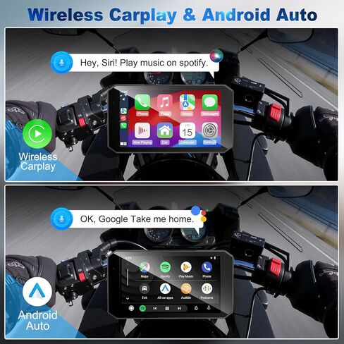 52HZ Motorcycle Carplay Android Auto مع شاشة لمس مقاومة للماء IPX67 مقاس 5.5 بوصة، TPMS، رادار موجة ملليمتر، ملاحة GPS، كاميرا داش مزدوجة 2K، بلوتوث مزدوج، تحكم صوتي، تنبيهات في الوقت الفعلي in Kuwait