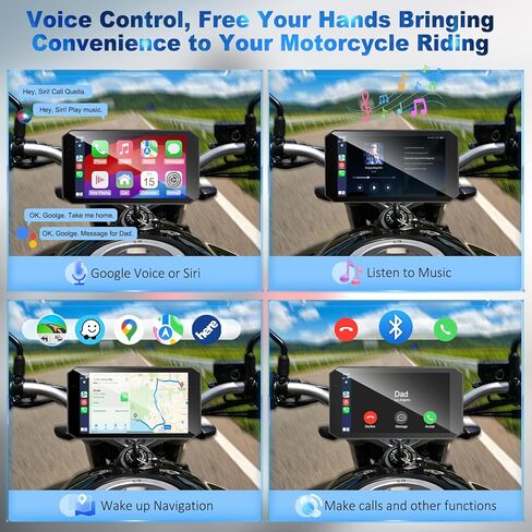 52HZ Motorcycle Carplay Android Auto مع شاشة لمس مقاومة للماء IPX67 مقاس 5.5 بوصة، TPMS، رادار موجة ملليمتر، ملاحة GPS، كاميرا داش مزدوجة 2K، بلوتوث مزدوج، تحكم صوتي، تنبيهات في الوقت الفعلي in Kuwait