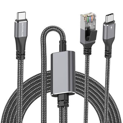 USB A to Ethernet Cable 6.6 FT, Type A to RJ45 Nylon Cord, Gigabit Directly Connected, Compatible for Laptop, Desktop PC, Switch, TV Box in Kuwait