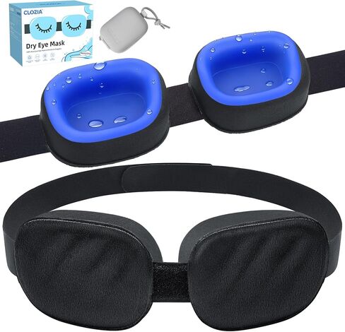 CLOZIA Eye Mask for Dry Eyes - 100% Blackout Dry Eye Mask & Moisture Goggles - Adjustable Sleeping Mask for Men & Women - Removable Cleaning Silicone, Soft & Comfortable - Great for Travel, Shift Work in Saudi Arabia