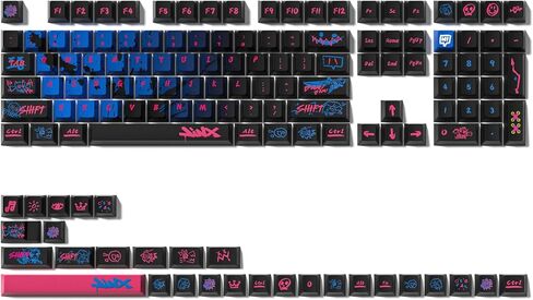 أغطية مفاتيح PBT، مجموعة أغطية مفاتيح ذات سمة Jinx للوحة المفاتيح الميكانيكية، وملف تعريف الكرز وأغطية مفاتيح لوحة المفاتيح المخصصة عالية التباين لـ 60 65 75 100 بالمائة (مجموعة أغطية مفاتيح 137) in Kuwait