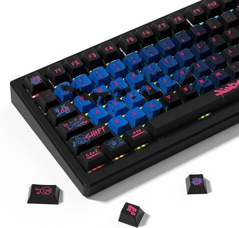 أغطية مفاتيح PBT، مجموعة أغطية مفاتيح ذات سمة Jinx للوحة المفاتيح الميكانيكية، وملف تعريف الكرز وأغطية مفاتيح لوحة المفاتيح المخصصة عالية التباين لـ 60 65 75 100 بالمائة (مجموعة أغطية مفاتيح 137) in Kuwait